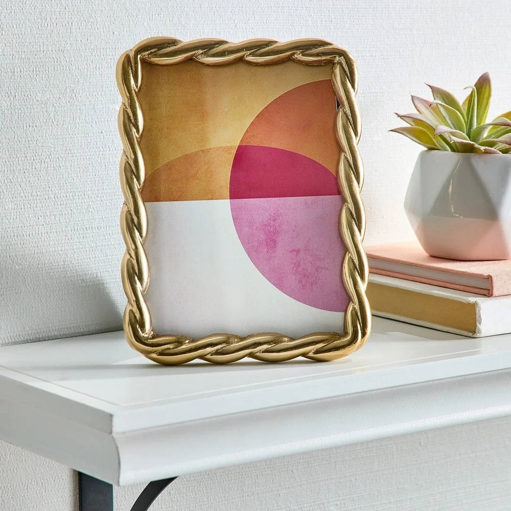 Better Homes & Gardens 5x7‎ Picture Frame – Gold Rope Metal Tabletop Photo Frame